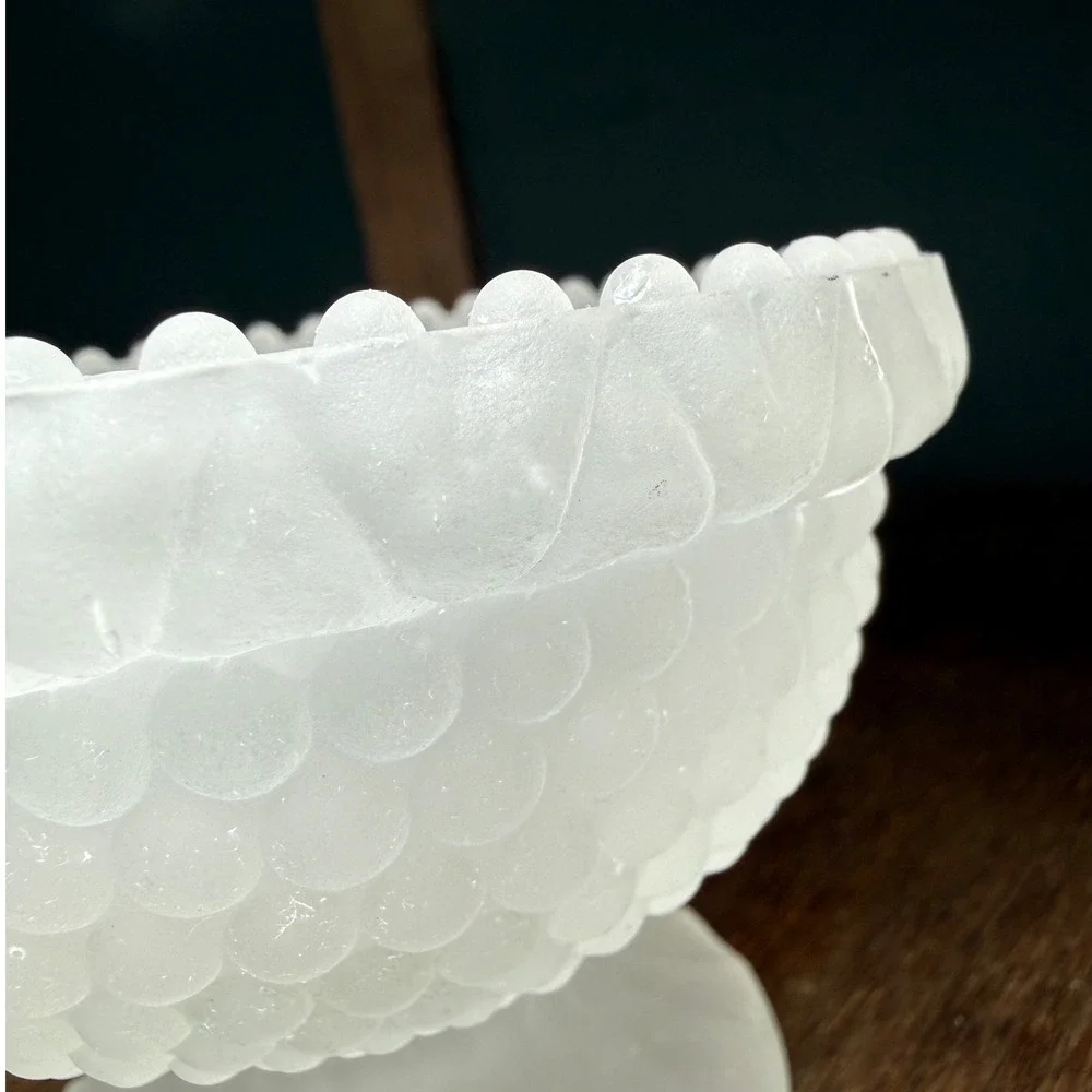 Vintage Fairy Light Lamp Clear Satin Frosted Glass Thousand Eye Hobnail Base